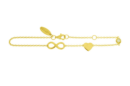 Leposa Bracelet Infinity with Heart yellow plated